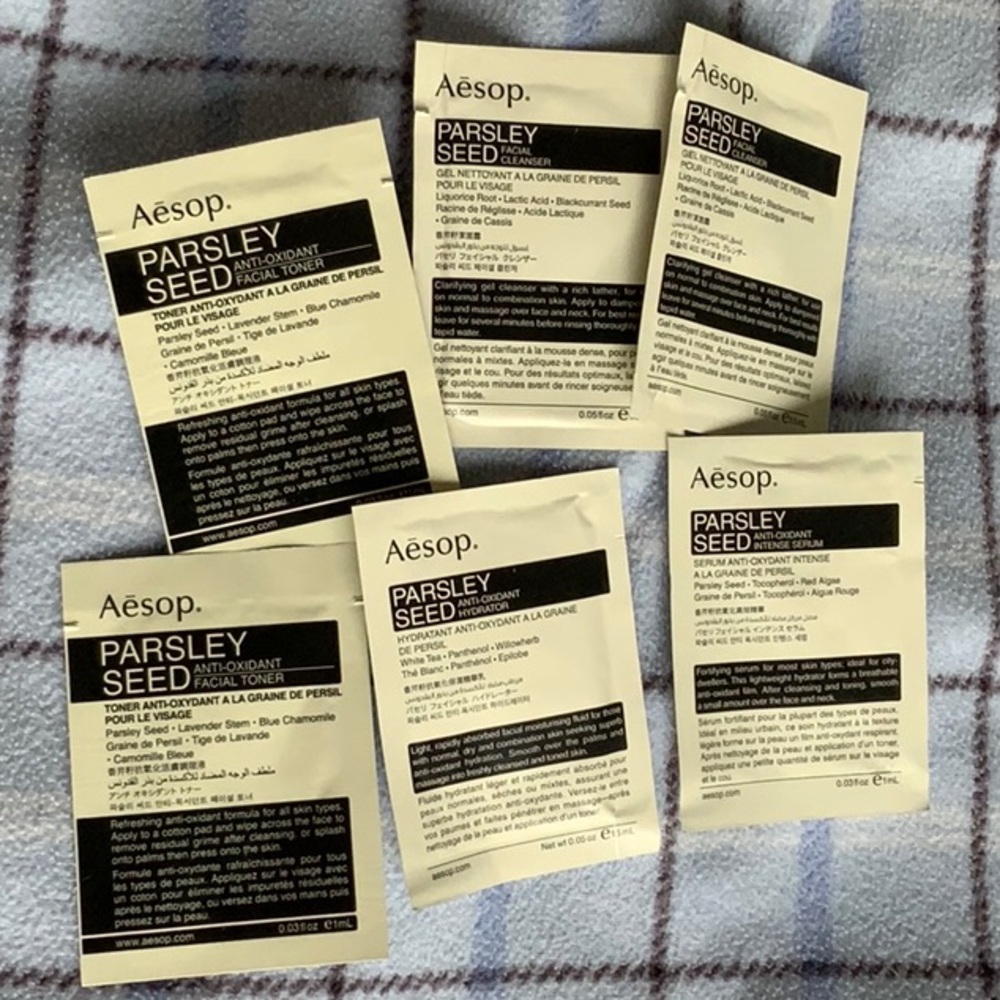 Aesop Parsley Seed Facial Cleanser, Anti-oxidant Intense Serum and Facial Toner